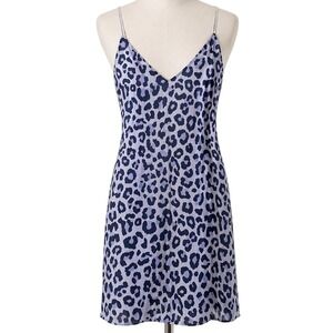 Tobi Women Lavender Leopard‎ Print Mini Slip Dress V-Neck Spaghetti Strap S